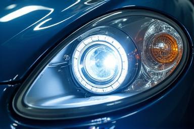 Restored headlight closeup
